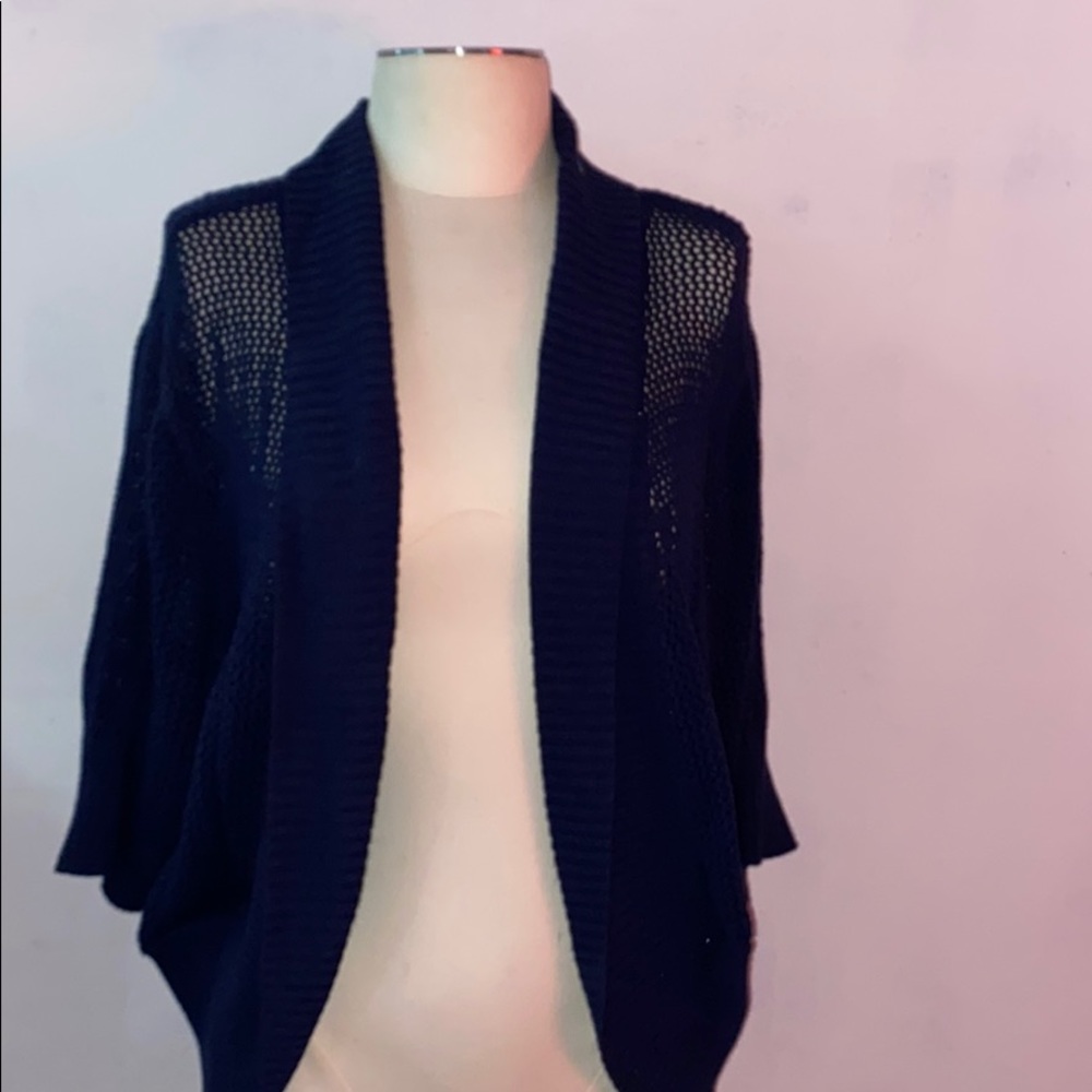 Navy Blue Knitted Throw Over by Torrid